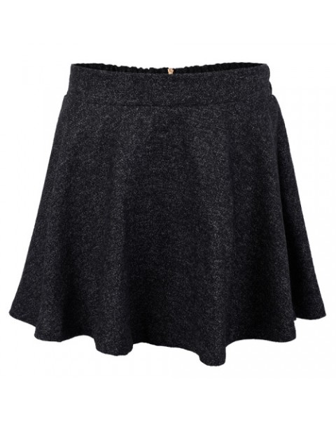 Simple Warm Solid Color A-Line Pleated Woolen Skirt