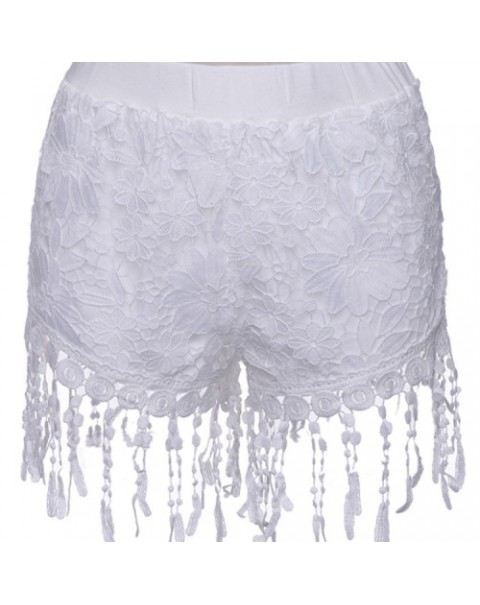 White/Black Lace Fringe Tassel Shorts 