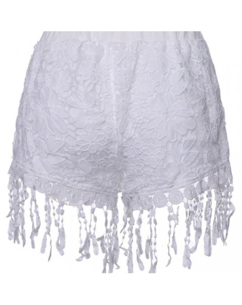 White/Black Lace Fringe Tassel Shorts 