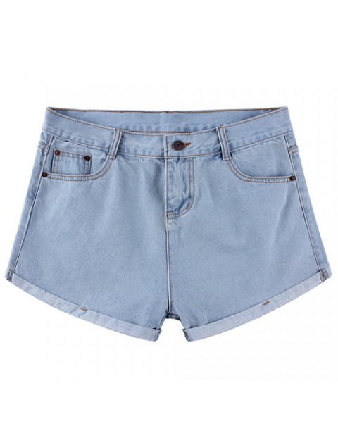 Simple Solid Color Loose High Waist Shorts