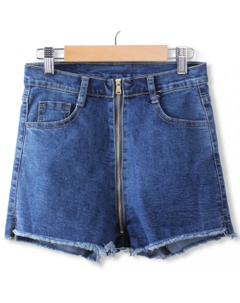 Blue Simple High Waist Mini Denim Shorts