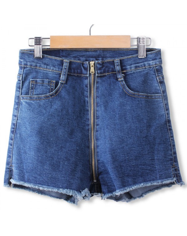 Blue Simple High Waist Mini Denim Shorts