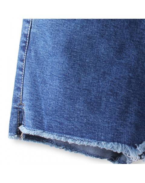 Blue Simple High Waist Mini Denim Shorts