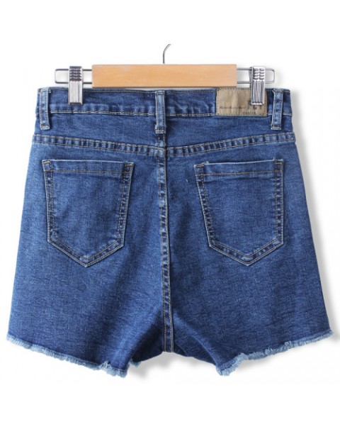 Blue Simple High Waist Mini Denim Shorts