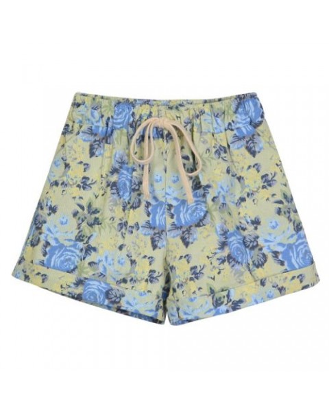 Cute Colorful Floral Printed High Waist Cotton Shorts