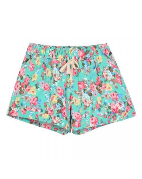 Cute Colorful Floral Printed High Waist Cotton Shorts