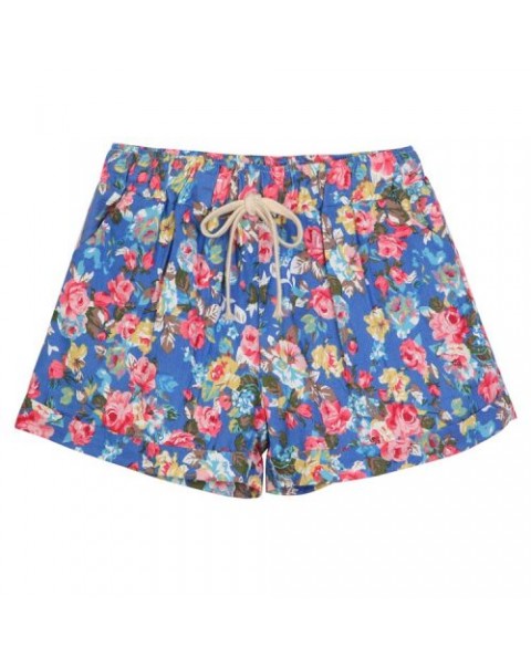 Cute Colorful Floral Printed High Waist Cotton Shorts