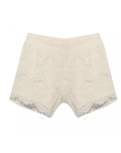 Black/Beige Lace Hollow-Out Middle Waist Shorts