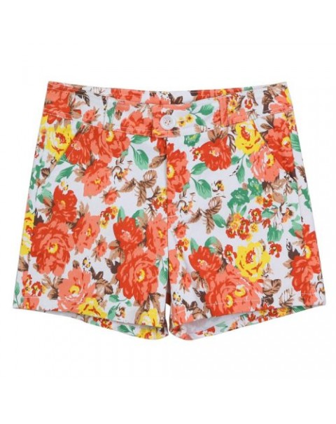 Vintage Colorful Chiffon Floral Printed High Waist Shorts