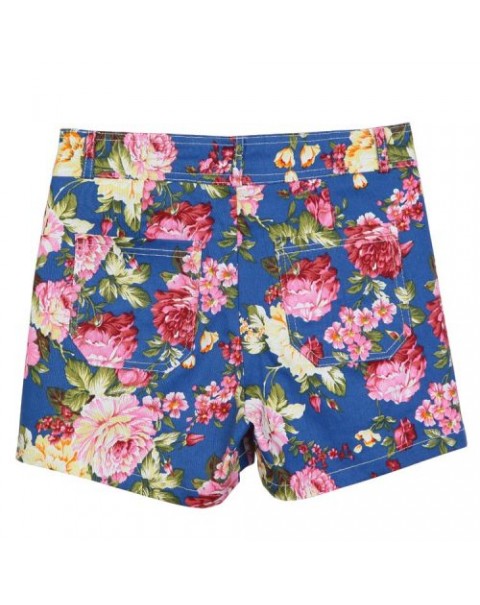 Vintage Colorful Chiffon Floral Printed High Waist Shorts