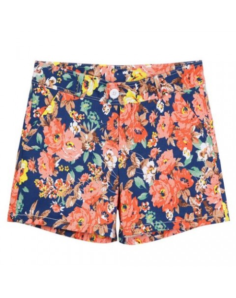 Vintage Colorful Chiffon Floral Printed High Waist Shorts