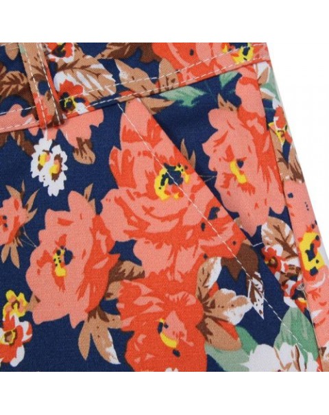 Vintage Colorful Chiffon Floral Printed High Waist Shorts