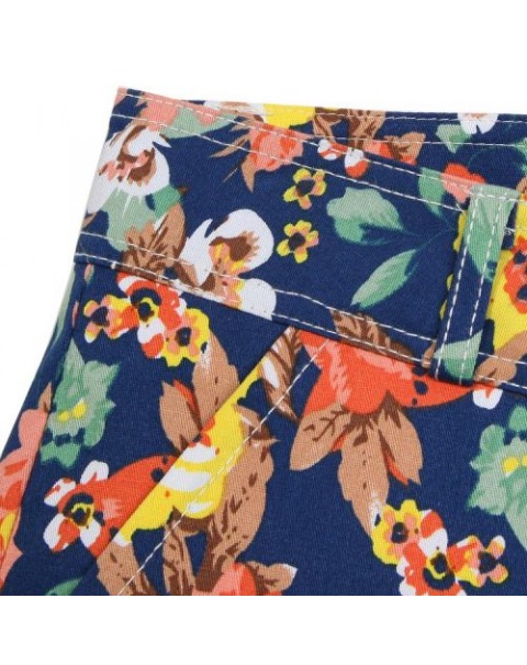 Vintage Colorful Chiffon Floral Printed High Waist Shorts