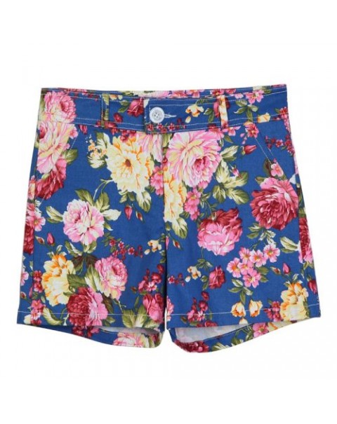 Vintage Colorful Chiffon Floral Printed High Waist Shorts