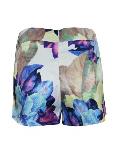 Fashion Asymmetric Colorful Print Shorts