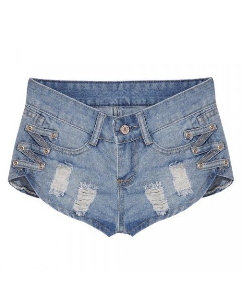 Blue Ripped mini Denim Short