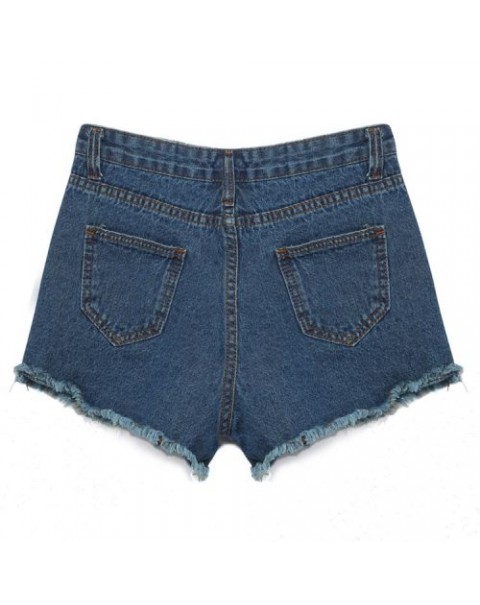 Simple Dark Blue High Waist Straight Leg Shorts