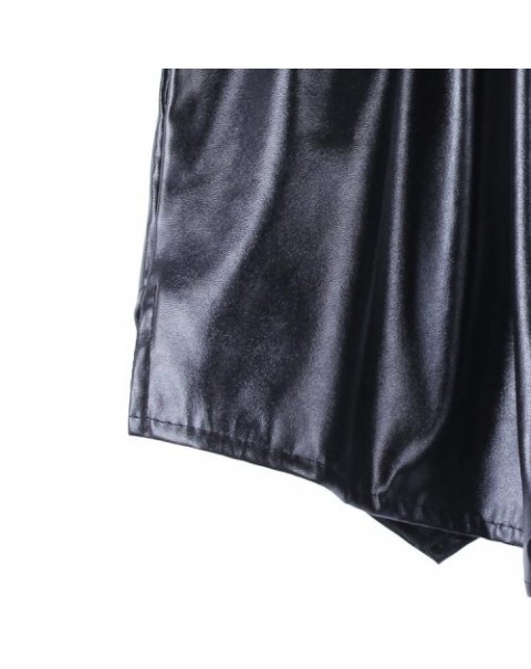 Fashion Elastic Asymmetrical Faux Leather Skirt Shorts