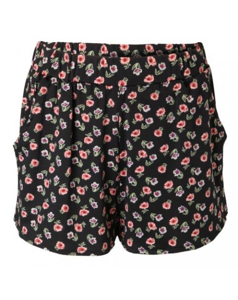 Black Floral Printed High Waist Wide Legged Shorts