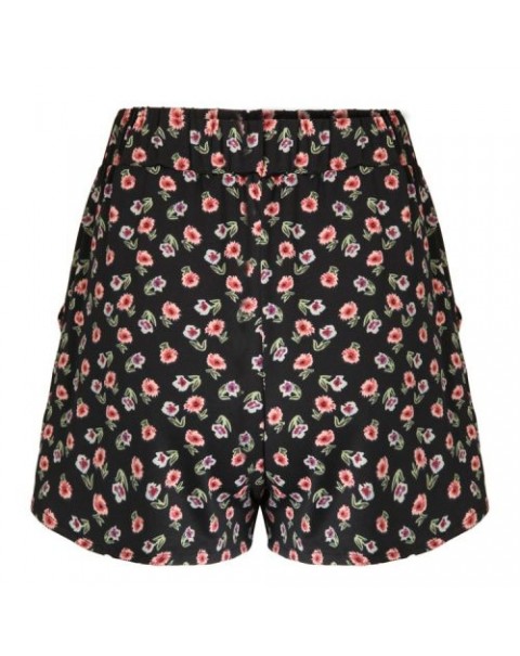 Black Floral Printed High Waist Wide Legged Shorts