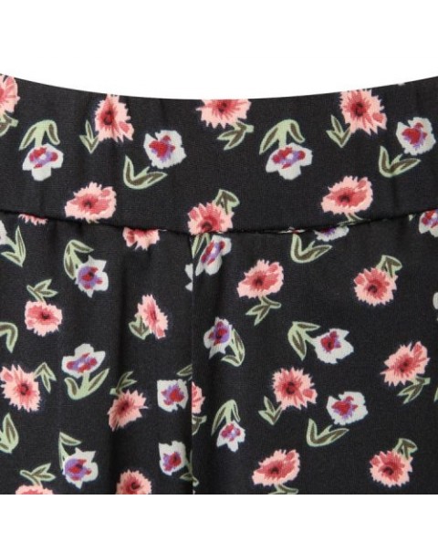 Black Floral Printed High Waist Wide Legged Shorts