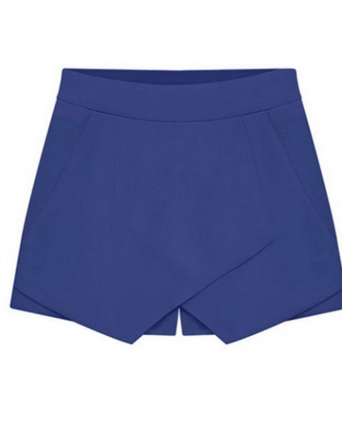 Casual Solid Color Asymmetric Culottes Shorts 