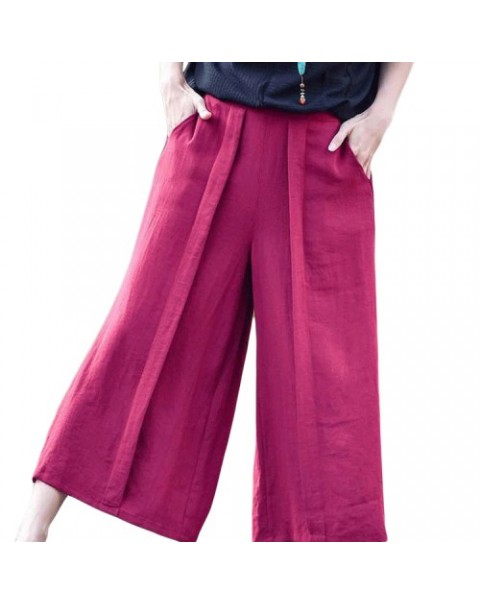 Casual Solid Color Loose Pleated Wide Leg Pants