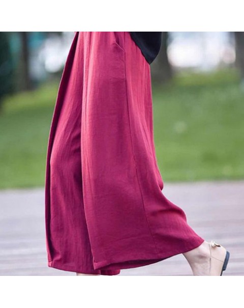 Casual Solid Color Loose Pleated Wide Leg Pants