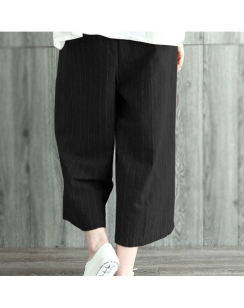 Fashion Loose Solid Color Stripe Wide Legged Pants