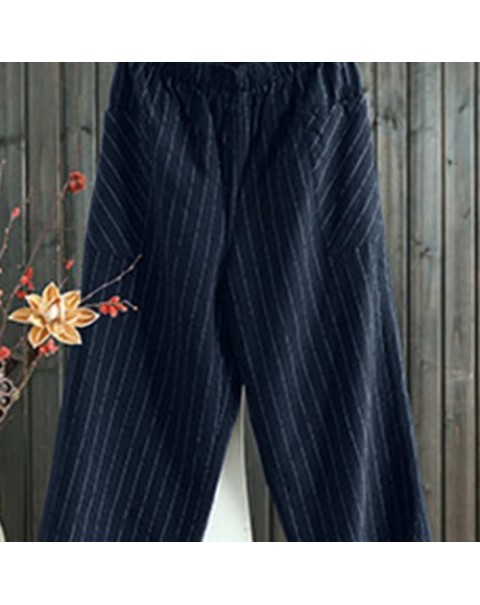 Fashion Loose Solid Color Stripe Wide Legged Pants