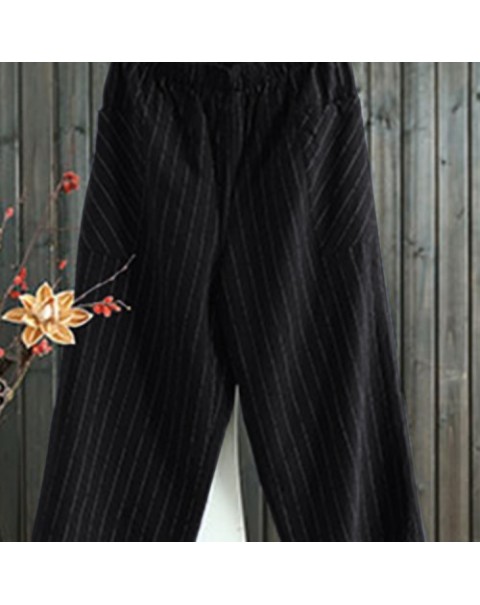 Fashion Loose Solid Color Stripe Wide Legged Pants