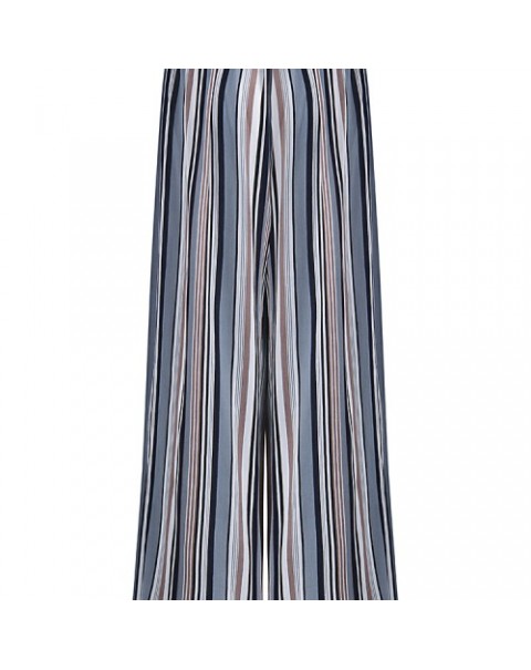 Fashion Casual Elastic Waist Loose Stripe Wide Leg Pants