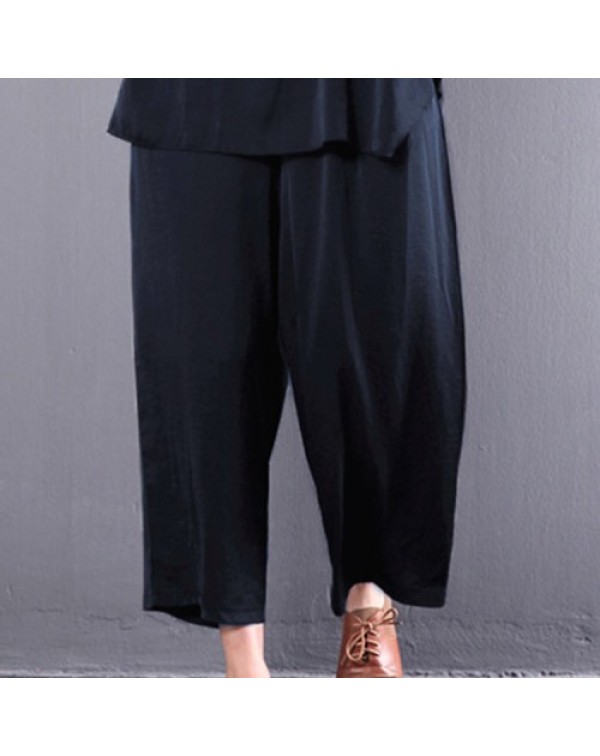 Solid Color Casual Loose Wide Leg Pants