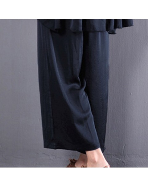 Solid Color Casual Loose Wide Leg Pants