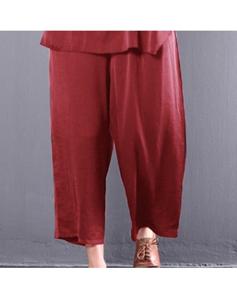 Solid Color Casual Loose Wide Leg Pants