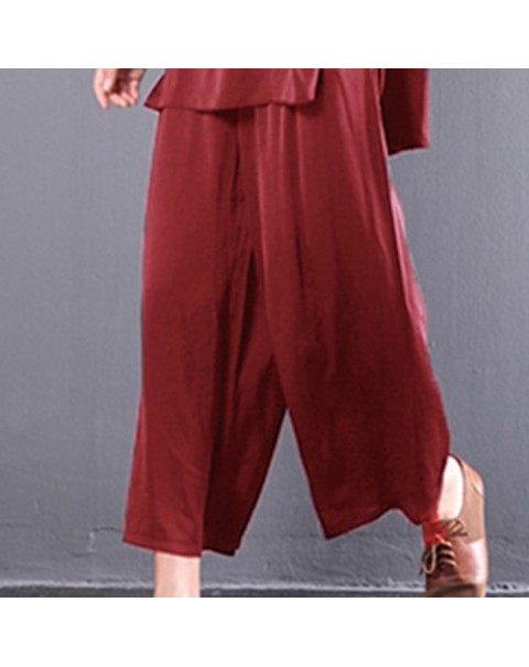 Solid Color Casual Loose Wide Leg Pants