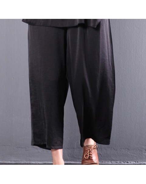 Solid Color Casual Loose Wide Leg Pants