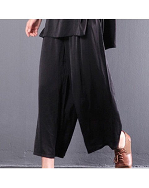 Solid Color Casual Loose Wide Leg Pants