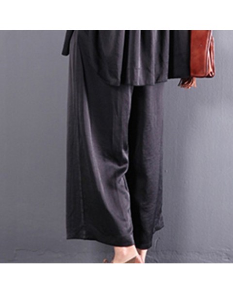 Solid Color Casual Loose Wide Leg Pants