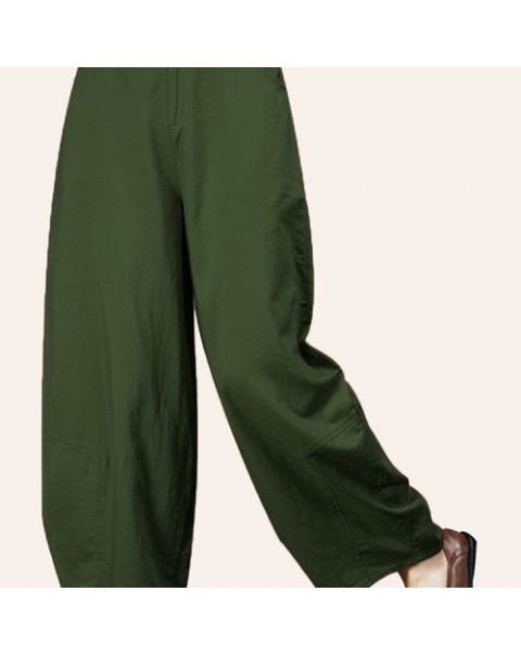 Solid Color Elastic Waist Wide Leg Harem Pants