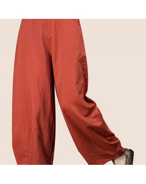 Solid Color Elastic Waist Wide Leg Harem Pants