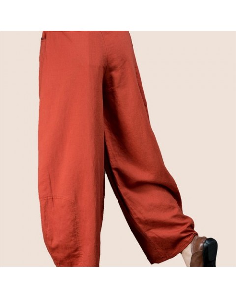 Solid Color Elastic Waist Wide Leg Harem Pants