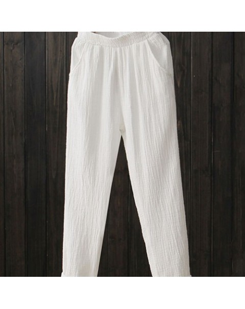 Fashion Elastic High Waist Solid Color Pants