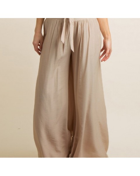 Beige/Blue Loose High Waist Wide Leg Long Pants