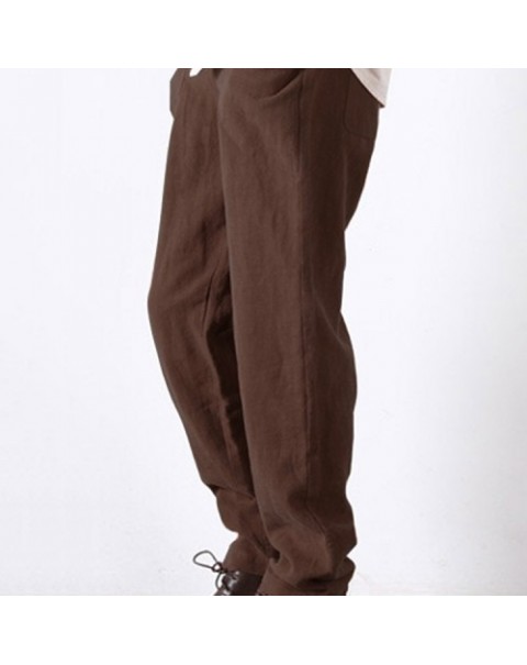 Casual Solid Color Cotton Baggy Pants