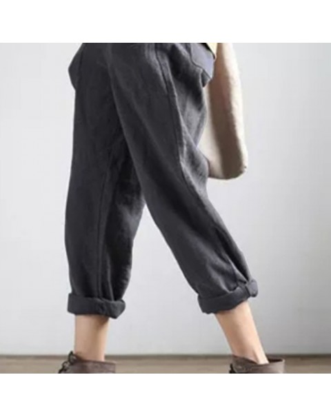 Casual Solid Color Cotton Baggy Pants