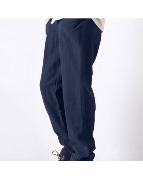 Casual Solid Color Cotton Baggy Pants