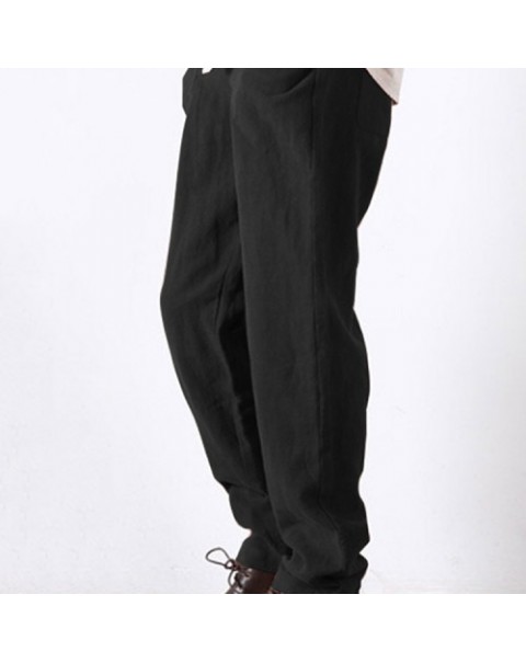 Casual Solid Color Cotton Baggy Pants