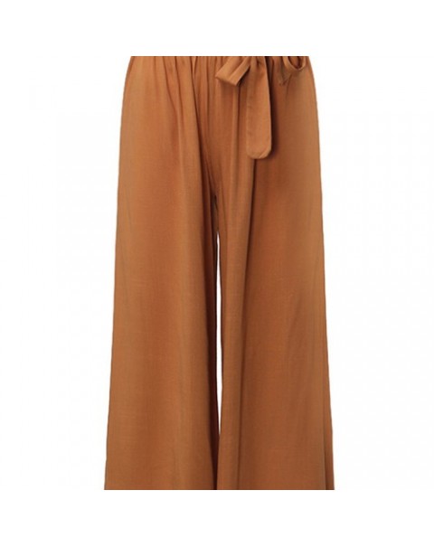 Solid Color Cotton Wide Leg Casual Pants