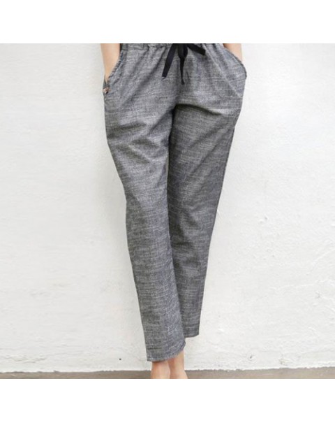 Gray Casual High Elastic Waist Long Harem Pants